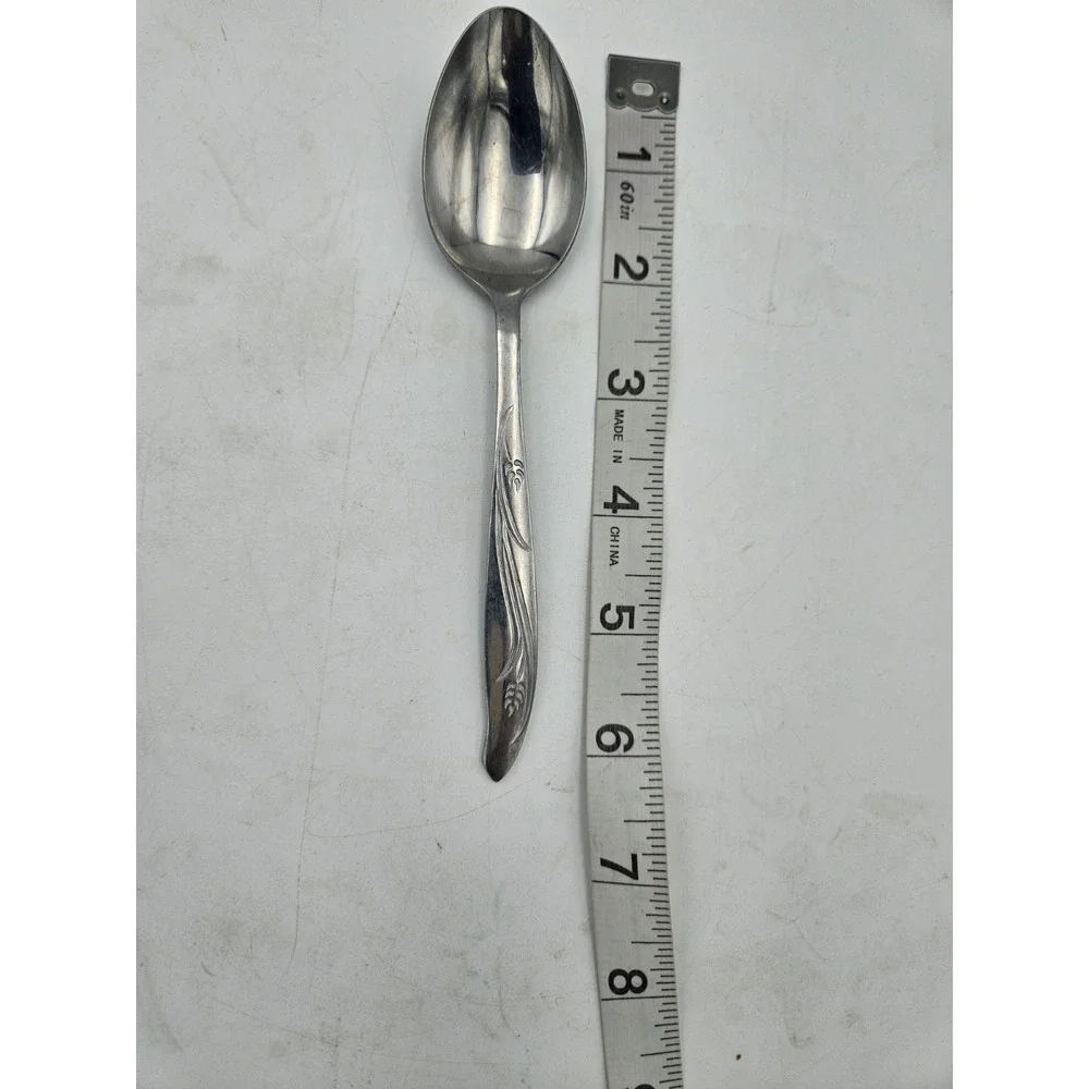 Shoulette Stainless Japan Teaspoons Set of 4 –‎ Swirl Leaf Pattern Mid Century